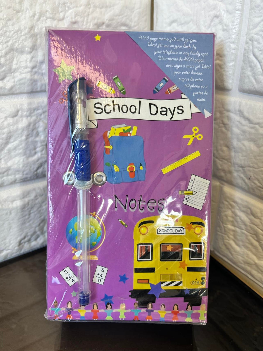School Days Notes 400 Page Chunky Memo Pad With Gel Pen! The