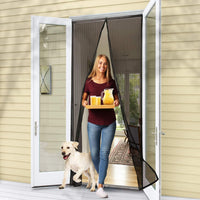 Flux Phenom Magnetic Screen Door - Keep Bugs Out, Let Cool Breeze In - Self Sealing Magnets, Heavy Duty Retractable Mesh Net Closure - Curtain Works With Pets, Sliding Door, Front Doors - 38 x 82 Inch or 96 x 208 cm