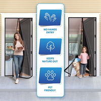 Flux Phenom Magnetic Screen Door - Keep Bugs Out, Let Cool Breeze In - Self Sealing Magnets, Heavy Duty Retractable Mesh Net Closure - Curtain Works With Pets, Sliding Door, Front Doors - 38 x 82 Inch or 96 x 208 cm