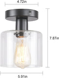 New in box! 2-Pack Industrial Semi-Flush Mount Ceiling Light, Clear Glass Pendant Lamp Shade, Black Farmhouse Lighting, Modern Indoor Hanging Light Fixtures, Bulb Not Included (2-Pack) Black!