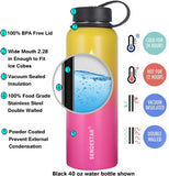 SENDESTAR Stainless Steel Water Bottle - Keeps Liquids Hot or Cold with Double Wall Vacuum Insulated Bottle with wide mouth with straw lid (40 oz-Gradient Yellow)