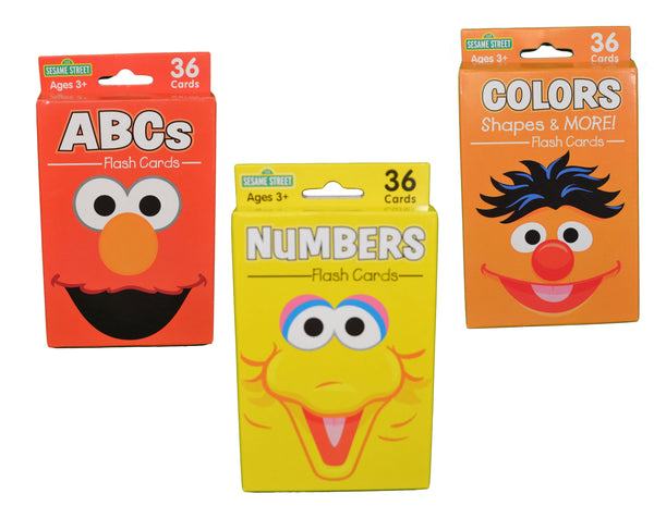 Brand new Sesame Street Flash Cards, 36-ct. Packs, includes 3 card sets! ABC's, Numbers & Colours!