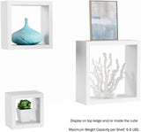 New Lavish Home Floating Shelves- Cube Wall Shelf Set with Hidden Brackets, 3 Sizes to Display Decor, Books, Photos, More-Hardware Included (White)