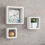 New Lavish Home Floating Shelves- Cube Wall Shelf Set with Hidden Brackets, 3 Sizes to Display Decor, Books, Photos, More-Hardware Included (White)