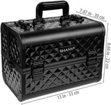 SHANY Premier Fantasy Collection Makeup Artists Cosmetics Train Case - Black Diamond! Includes shoulder strap & 2 keys! Make-up Not included! Retails $80+