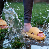 New Shhhandals | Unisex Anti-Slip Waterproof Comfort Pool Slides in Yellow, Sz S Fits women 5.5-7 & men 3.5-5