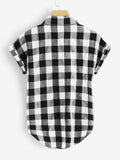 New Women's Shein Buffalo Plaid Rolled Cuff Knot Hem Shirt, Sz L! Rated 4.86 out of 5 stars!
