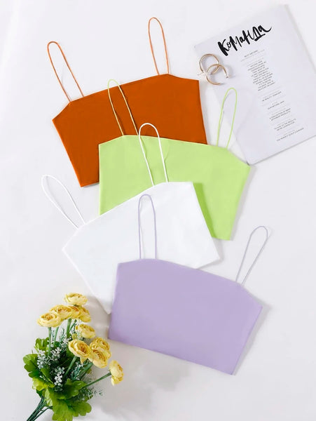 New Women's Shein 4 Piece Solid Cami Tops, Sz S! Great to layer in colder months! Rated 4.97 out of 5 stars! Fits True