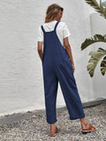 New Shein Solid Dual Pocket Suspender Jumpsuit in Navy Blue, Sz L! Rated 4.78 out of 5 stars! Fits True