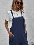 New Shein Solid Dual Pocket Suspender Jumpsuit in Navy Blue, Sz L! Rated 4.78 out of 5 stars! Fits True