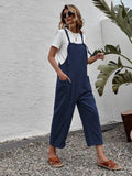 New Shein Solid Dual Pocket Suspender Jumpsuit in Navy Blue, Sz L! Rated 4.78 out of 5 stars! Fits True