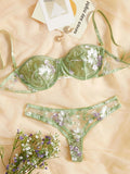 New Beautiful Women's Embroidery Mesh Underwire Lingerie Set, Shein, Sz L!