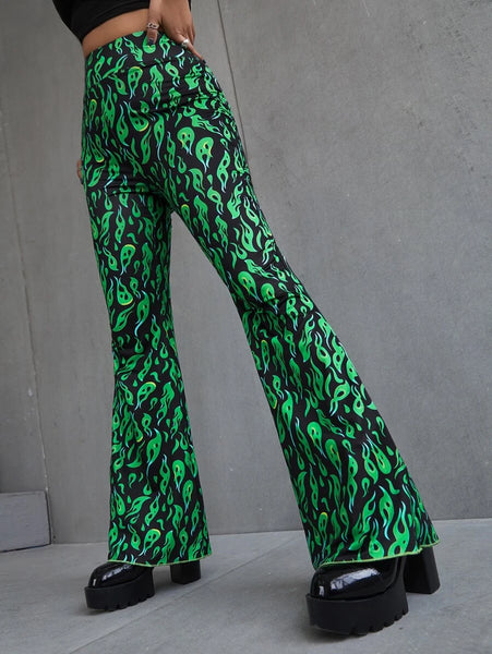 New Women's Shein All Over Print High Stretch Flare Leg Pants, Sz XS! – The  Warehouse Liquidation