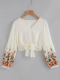 New Women's Shein Floral Chiffon Self-Tie Crop Top, Sz M! Fits True! Rated 4.79 out of 5 stars!