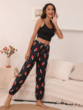New Women's Shein Crop Cami Top & Mushroom Print Pants PJ Set, Sz L! Rated 4.91 out of 5 stars! Great Quality, comfortable, fit true