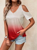 New Shein Ombre Cold Shoulder Slit Hem Tee, Sz XL! Rated 4.9 out of 5 stars! Fits True