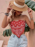 New Women's Shein Paisley Print Tie Back Hanky Hem Crop Tube Top, Sz XS! Rated 4.79 out of 5 stars! Beautiful colour, fits true, would fit Sz Small as well as it ties in back! Great Fabric