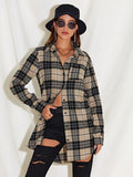 New Women's Shein Patch Pocket Plaid Over Sized Longline Shirt, Sz XS! Rated 4.89 out of 5 stars, fits true