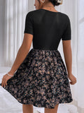 New SHEIN PETITE Floral Print Rib Knit Dress, Sz S! Rated 4.63 out of 5 stars! "Fits true, new fav, looks as pictured"