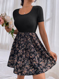 New SHEIN PETITE Floral Print Rib Knit Dress, Sz S! Rated 4.63 out of 5 stars! "Fits true, new fav, looks as pictured"
