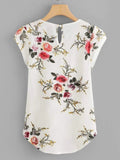 New Women's Shein Floral Print Pleated Cap Sleeve Top, sz S! Rated 4.87 out of 5 stars! Fits True
