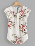 New Women's Shein Floral Print Pleated Cap Sleeve Top, sz S! Rated 4.87 out of 5 stars! Fits True