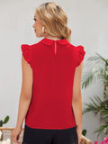New Women's SHEIN Ruffle Armhole Lace Applique Top in Red, Sz S! Rated 4.94 out of 5 stars "very very beautiful. fits true"!