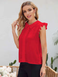New Women's SHEIN Ruffle Armhole Lace Applique Top in Red, Sz S! Rated 4.94 out of 5 stars "very very beautiful. fits true"!