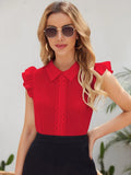 New Women's SHEIN Ruffle Armhole Lace Applique Top in Red, Sz S! Rated 4.94 out of 5 stars "very very beautiful. fits true"!