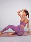 New Shein Seamless High Stretch Solid Sports Bra & Wide Band Waist Leggings, Purple, Sz M! Rated 4.91 out. of 5 stars! Super good quality, fits well, fits true