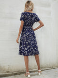 New Women's Shein Floral Shirred Waist Dress, sz M! Rated 4.81 out of 5 stars! "Fits true, amazing, so happy with purchase"