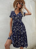 New Women's Shein Floral Shirred Waist Dress, sz M! Rated 4.81 out of 5 stars! "Fits true, amazing, so happy with purchase"
