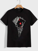 New SHEIN Men's Playing Card & Skeleton Hand Print Tee, Ultra Soft lightweight comfortable, Sz XL, Fits True! 4.86 rating out of 5 stars!