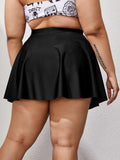 New Shein Plus Ruffle Bikini Skort, Black, Sz 2X, fits true