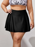 New Shein Plus Ruffle Bikini Skort, Black, Sz 2X, fits true