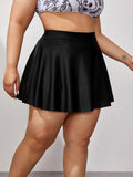 New Shein Plus Ruffle Bikini Skort, Black, Sz 2X, fits true
