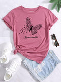 New Women's Shein Slogan And Butterfly Print Tee in Dusty Pink, Sz L! Fits True! Rated 4.98 out of 5!! Super Hot colour!