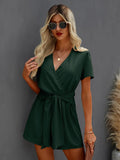 New Women's 100% Viscose Solid Knot Front Puff Sleeve Romper, so comfortable, fits true, Green, Sz S!