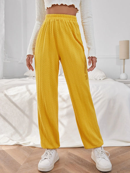 New Women's SHEIN Elastic Waist Solid Textured Sweatpants! Sz L! Rated 4.71 out of 5 stars! Fits True