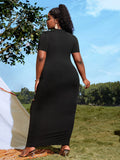New SHEIN SXY Plus Solid Ladder Cut Out Dress, Black, Sz 1X! High Stretch comfortable fabric! Rated 4.42 out of 5 stars!