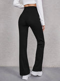 New Women's Shein Wide Waistband Flare Leg Pants, Black, Sz L! Rated 4.9 out of 5 Stars! "Fits true, so nice & comfy"
