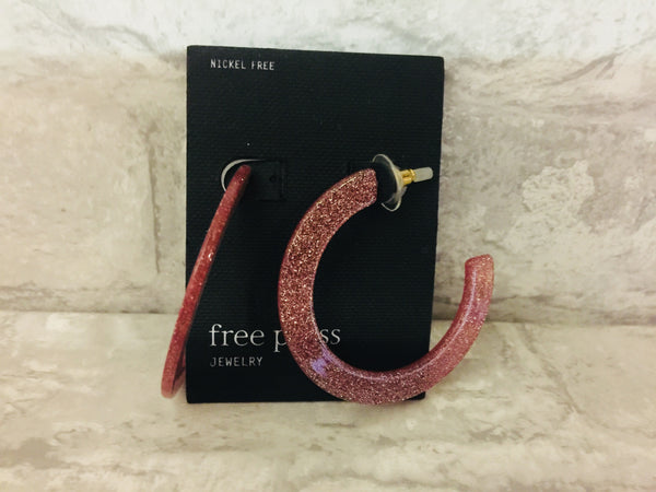 Brand new Nordstrom Item! Women's Shimmer Rose Acrylic Hoops by Free Press, post Back, Nickel Free