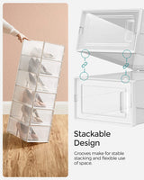 New Set of 6 Transparent Shoe Storage Organizers, Stackable and Foldable by Songmics! Also great for organizing other items, not just for shoes!! Retails $125+