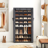 New SONGMICS 10-Tier Shoe Rack, Non-Woven Shoe Organizer with Dustproof Cover, Grey