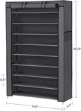New SONGMICS 10-Tier Shoe Rack, Non-Woven Shoe Organizer with Dustproof Cover, Grey