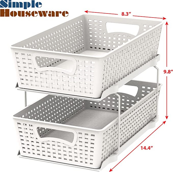 SimpleHouseware 2 Tier Bathroom Organizer Tray Pull-Out Sliding  Drawer/Under-Sink Storage, Grey