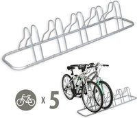 New SimpleHouseware Large 5 Bike Rack Bicycle Floor Parking Adjustable Storage Stand, Silver