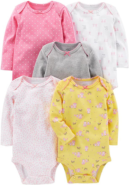 Brand new Simple Joys by Carter's Baby-Girls 5-Pack Long-Sleeve Bodysuits, Sz Newborn