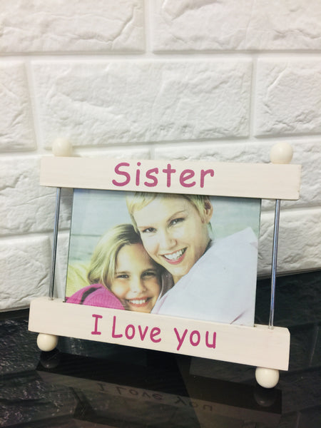 New Sister Frame! Wood Frame with glass protective panels! Holds 4x6 Photo
