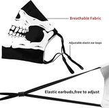 New Sordiw Skull Face Mask For Adults, double layer with ear loops, lightweight, filter pocket, washable & reusable!